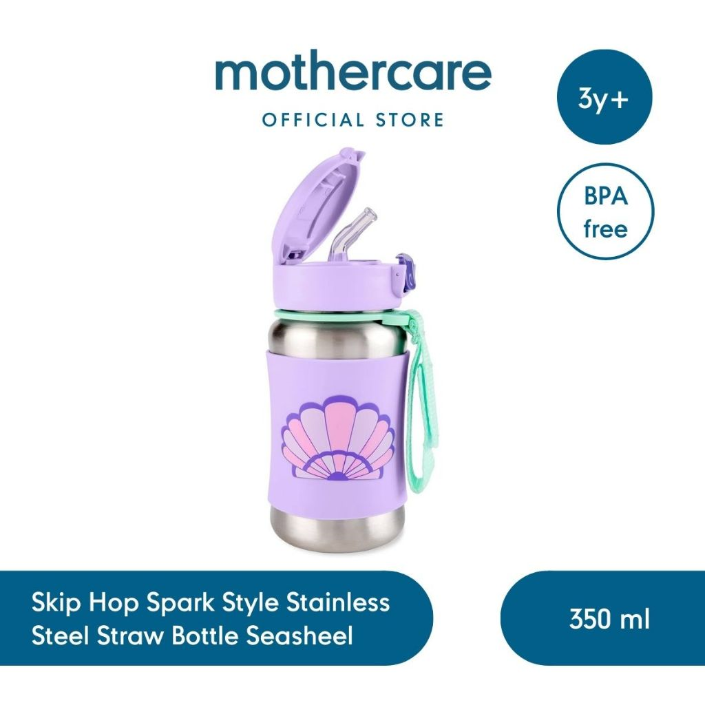 Skip Hop Zoo Spark Style Stainless Steel Straw Bottle 350 ml - Botol Minum Sedotan Anak Sekolah