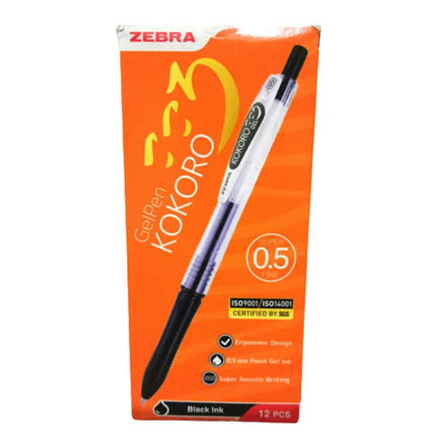 Ballpoint KOKORO Gel Pen Black 0.5mm / Bolpen Gel Kokoro Zebra PCS / ECER