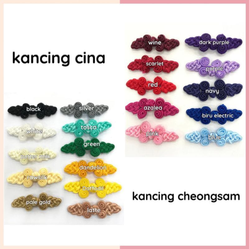 6 PASANG - KANCING CINA /KANCING CHEONGSAM / KANCING SANGHAI