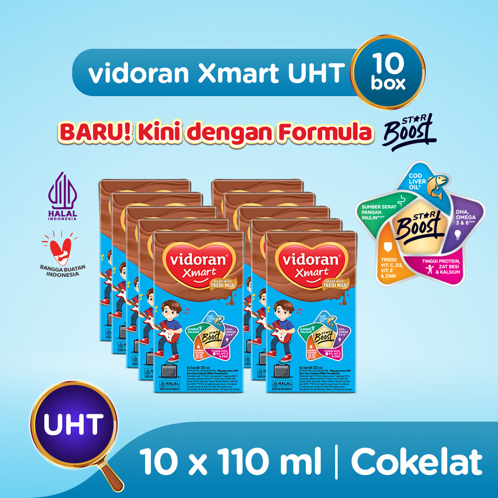 Vidoran Xmart UHT Milky ChocoShake (1-12 th) - 10x110ml (Exp : 11.2026)