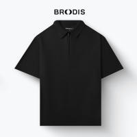 Broodis - Ziptee Active Pique Kaos Polo Zipper Pria Premium Anti Kusut - Brown