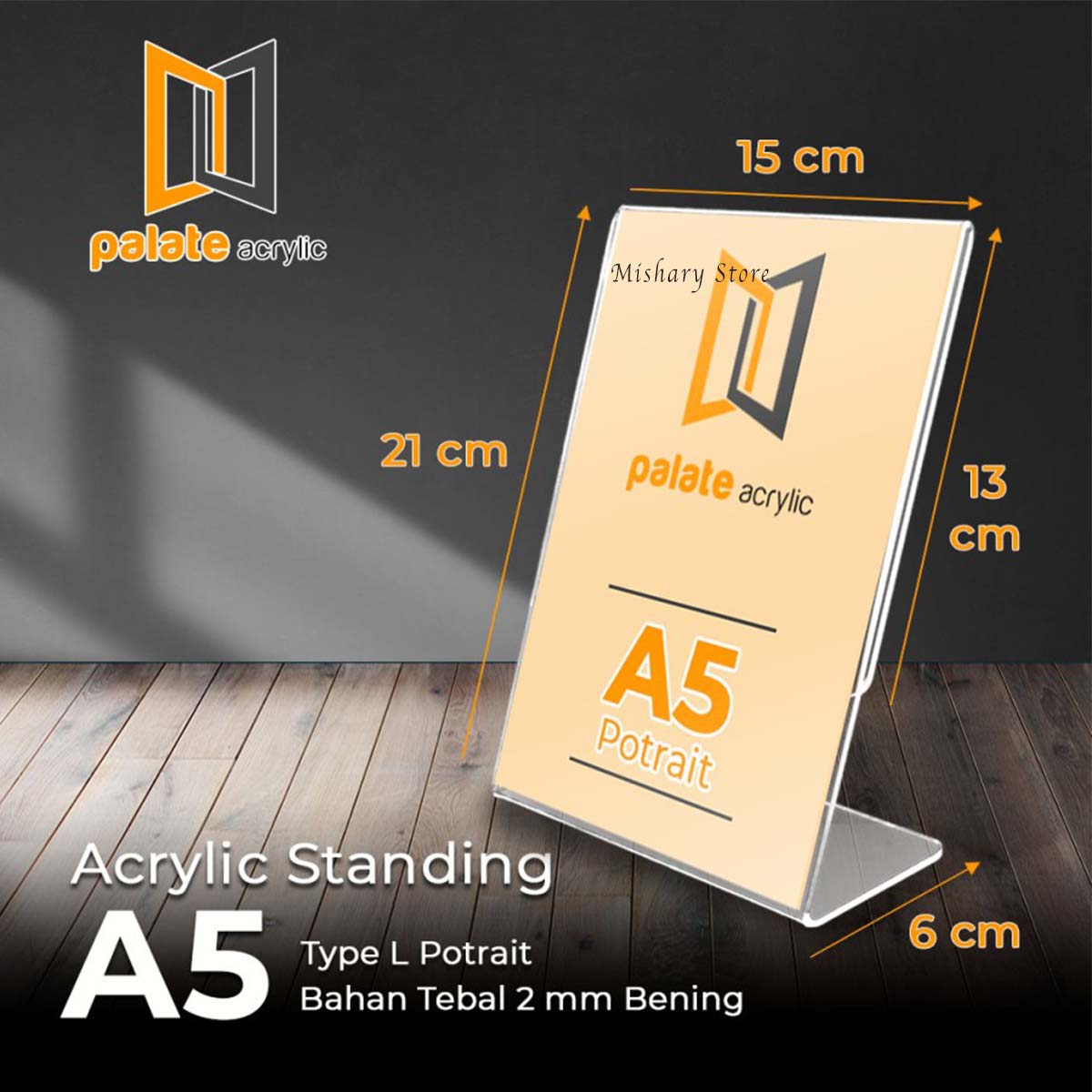Acrylic Akrilik Brosur Stand A5 Ukuran 15x21cm Tipe L Potrait