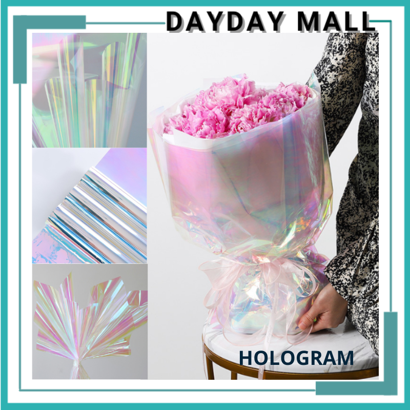HOLOGRAM LEMBARAN Plastik OPP holographic rainbow transparent pelangi 6045