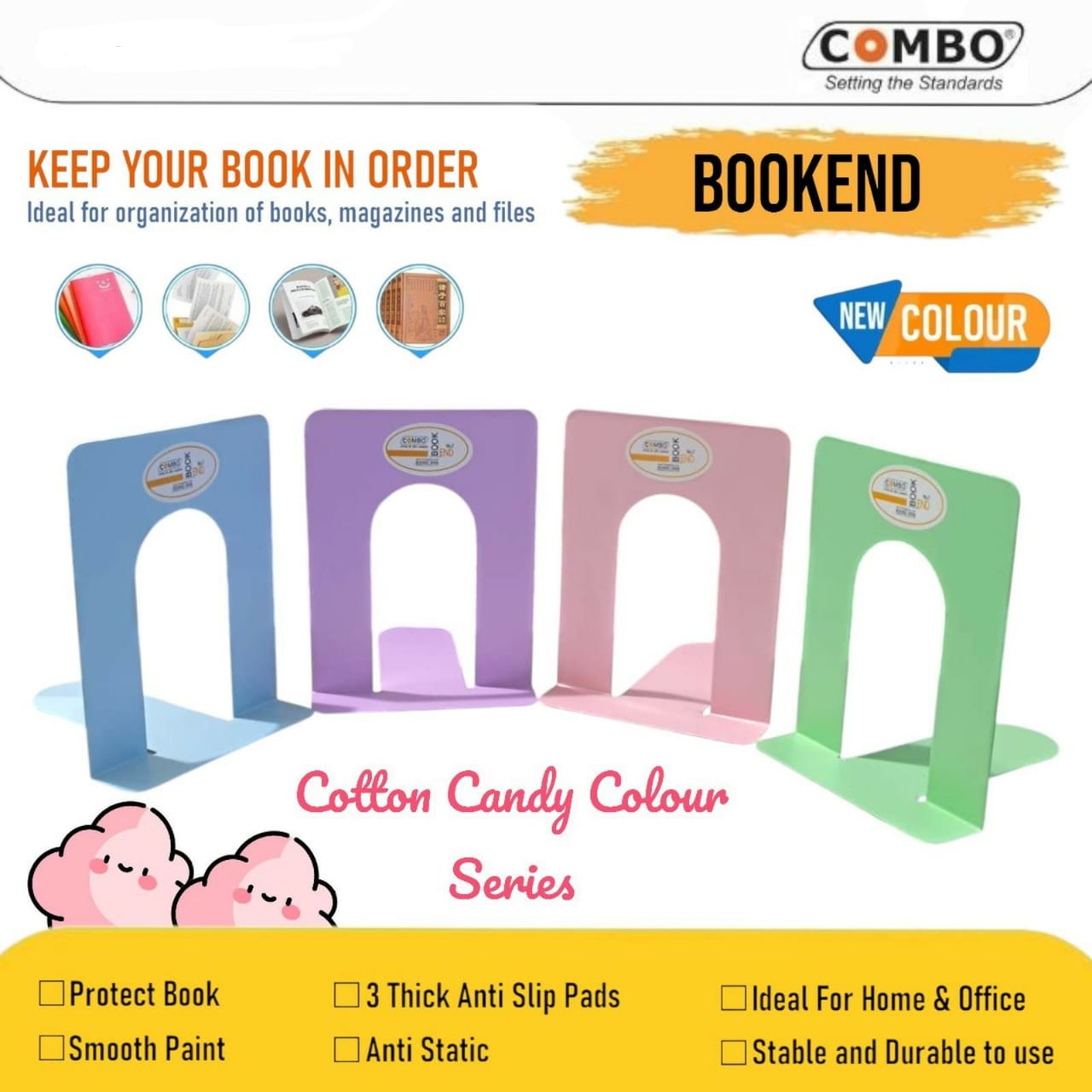 Pembatas Buku Besi / Penyangga Buku / Book End No. 7 Combo