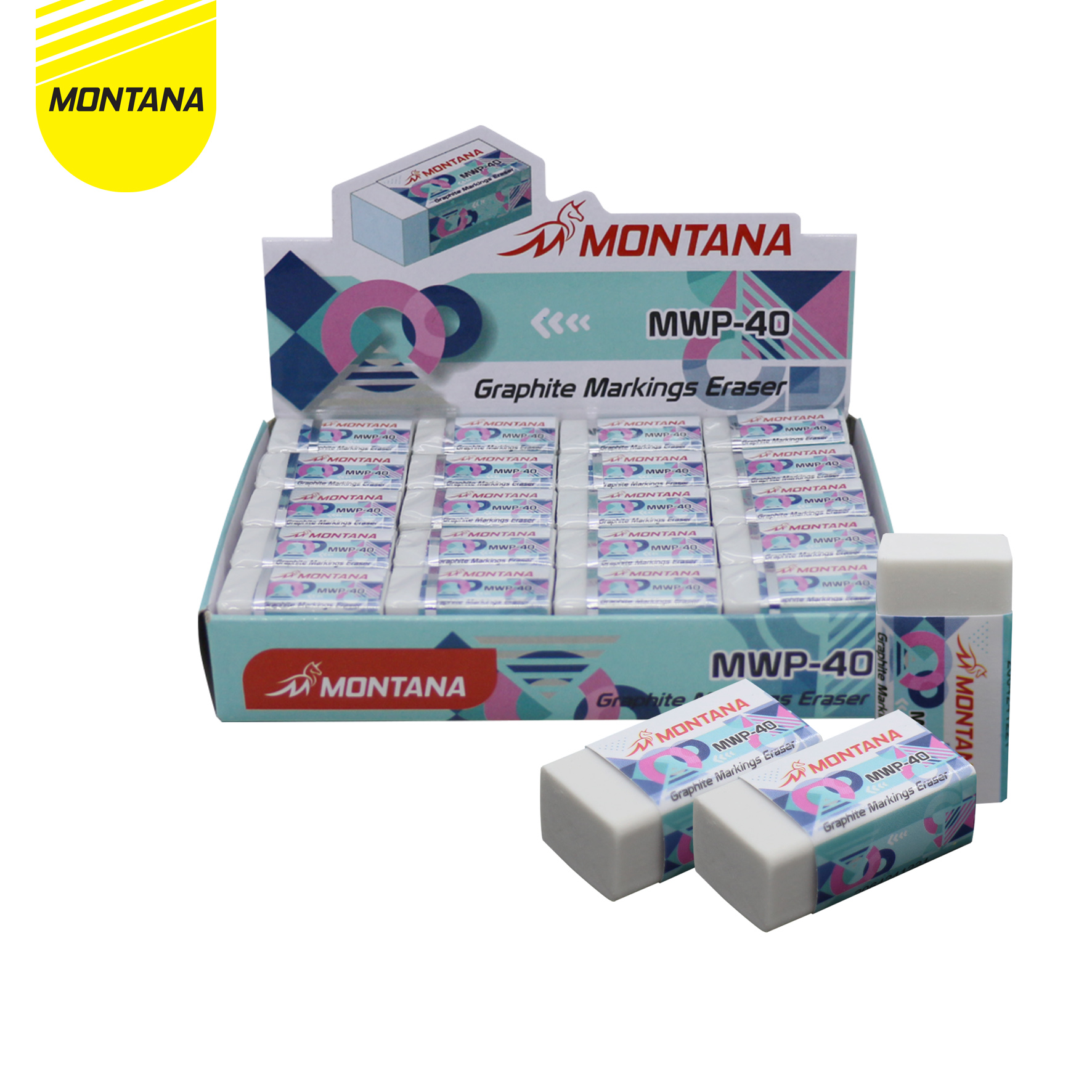 MONTANA Graphite Marking Eraser Penghapus Pensil 40 Pcs Dust Free MW-40/Box