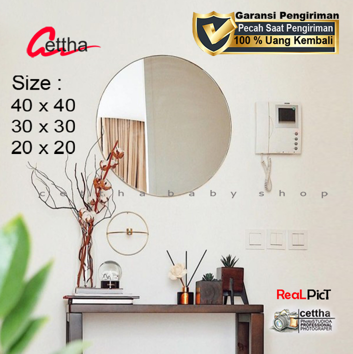 Cermin Gantung/ Tempel Bulat Aesthetic Cermin Kamar mandi Cermin Kaca Wastafel Minimalis Polos