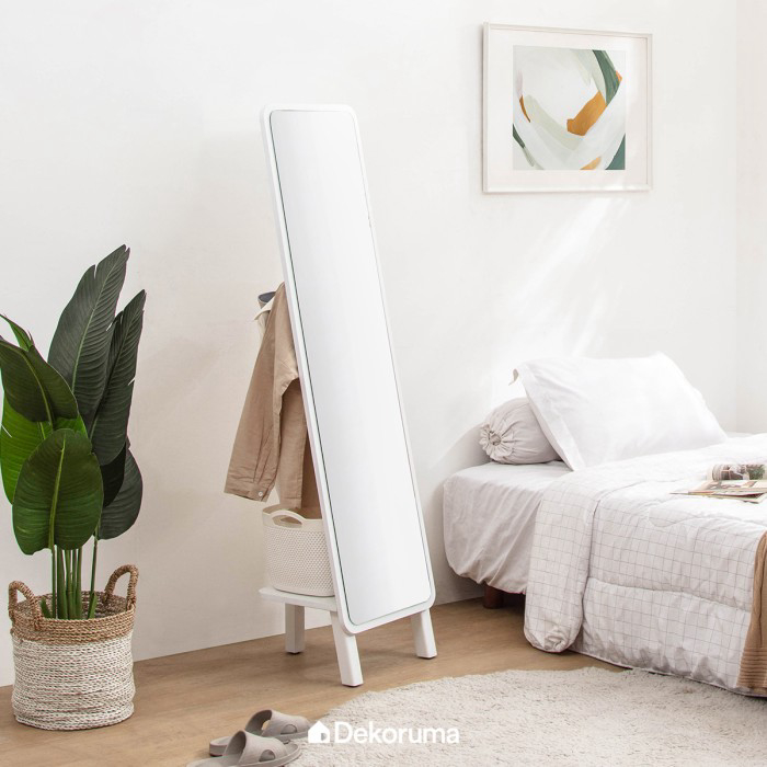 Dekoruma KIKA Standing Mirror Putih dengan Gantungan Baju - Cermin