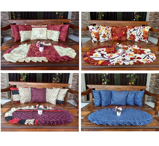 SARUNG BANTAL SOFA SET 5 SARBAN + 1 TAPLAK MEJA MODERN UK BANTAL 40X40 DAPAT 5 PCS DAN TAPL