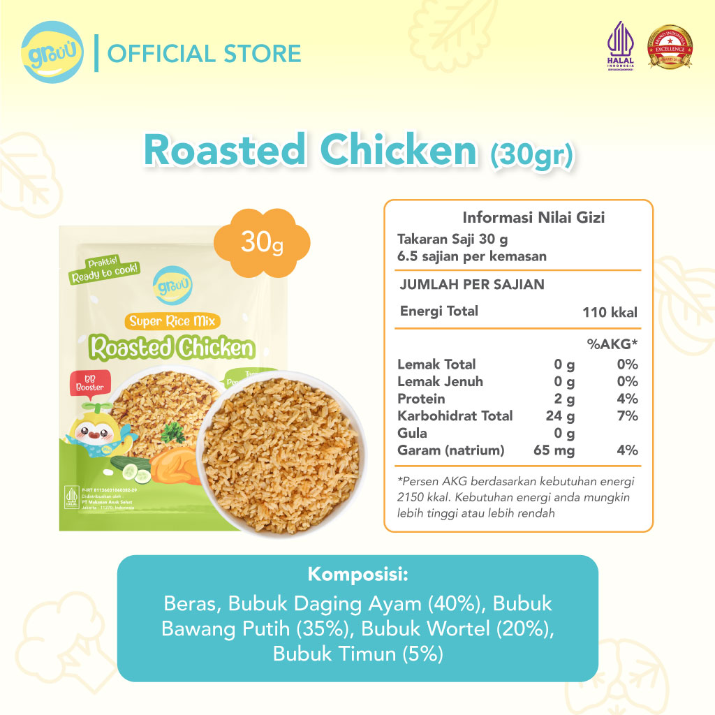 Grouu - Super Rice Mix Beras MPASI BB Booster BB Rice Nasi Instan - 200gr - NO MSG/Bahan Alami