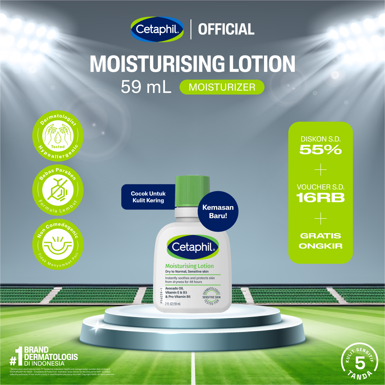Cetaphil Moisturizing Lotion 59ml Dengan Avocado Oil Pelembab Perawatan Tubuh untuk Melembabkan S...