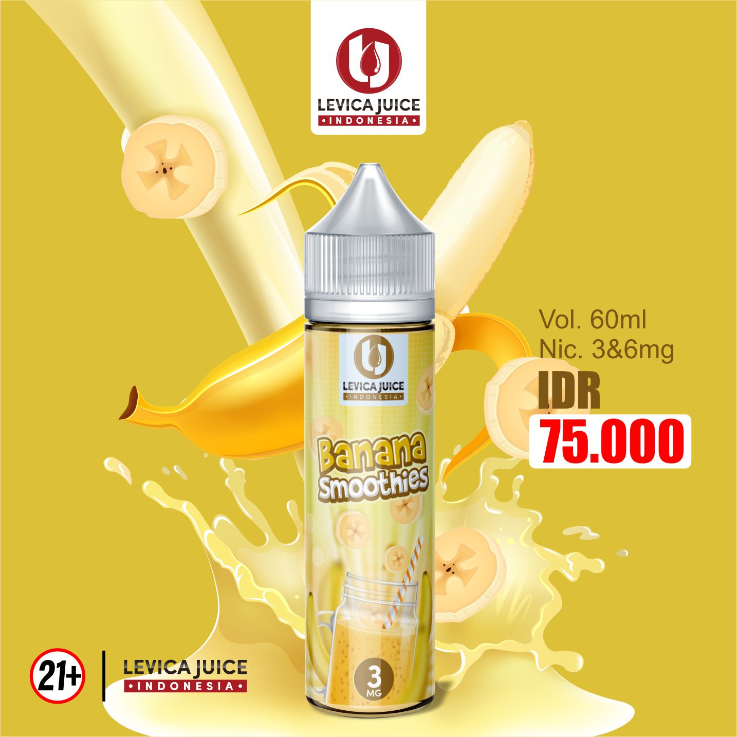 Liquid Levica Rasa Banana Smoothies 60ml bercukai rasa premium. liquid levica rasa banana smoothies 60ml bercukai rasa premium.