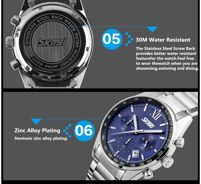 Skmei Seize 9096cs Jam Tangan Pria Biru Rantai skmei seize 9096cs jam tangan pria biru rantai
