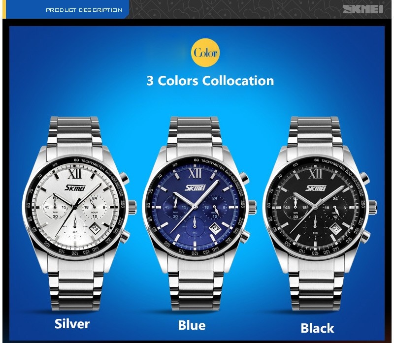 Skmei Seize 9096cs Jam Tangan Pria Biru Rantai skmei seize 9096cs jam tangan pria biru rantai