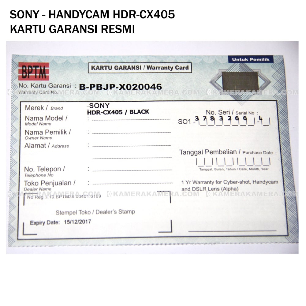SONY Handycam HDR-CX405 Sensor CMOS Exmor R (Garansi Resmi 