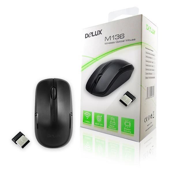 delux m136 1600dpi wireless optical mouse black garansi delux m136 1600dpi wireless optical mouse black garansi