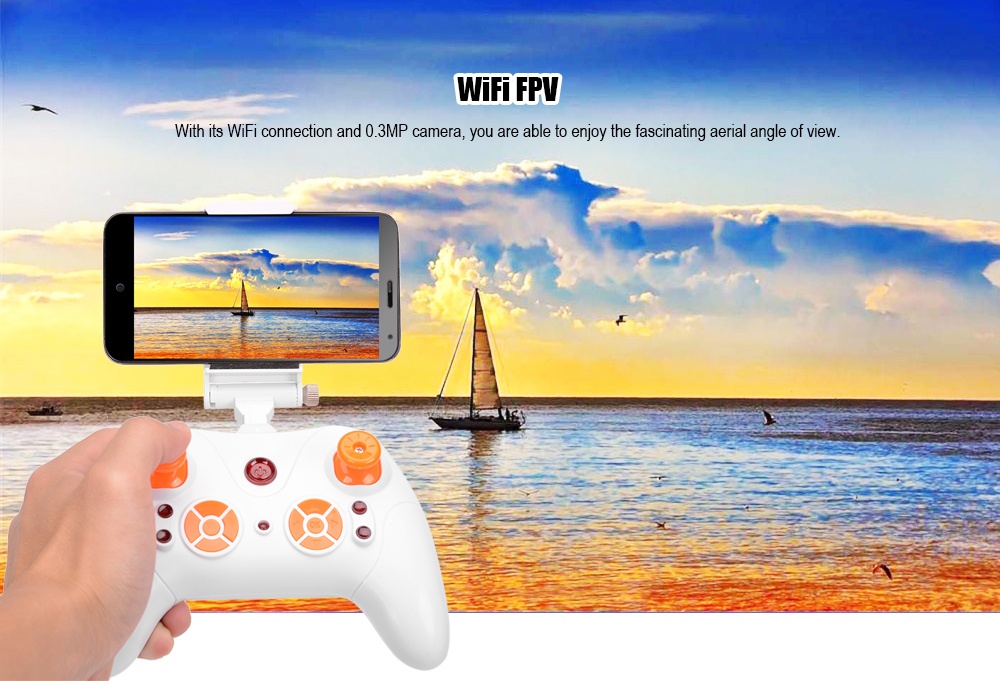 Skytech TK106RHW Mini RC Drone RTF WiFi FPV 0.3MP Camera 2.4GHz 4CH 6-axis Gryo Hand Launching G-sensor Waypoints