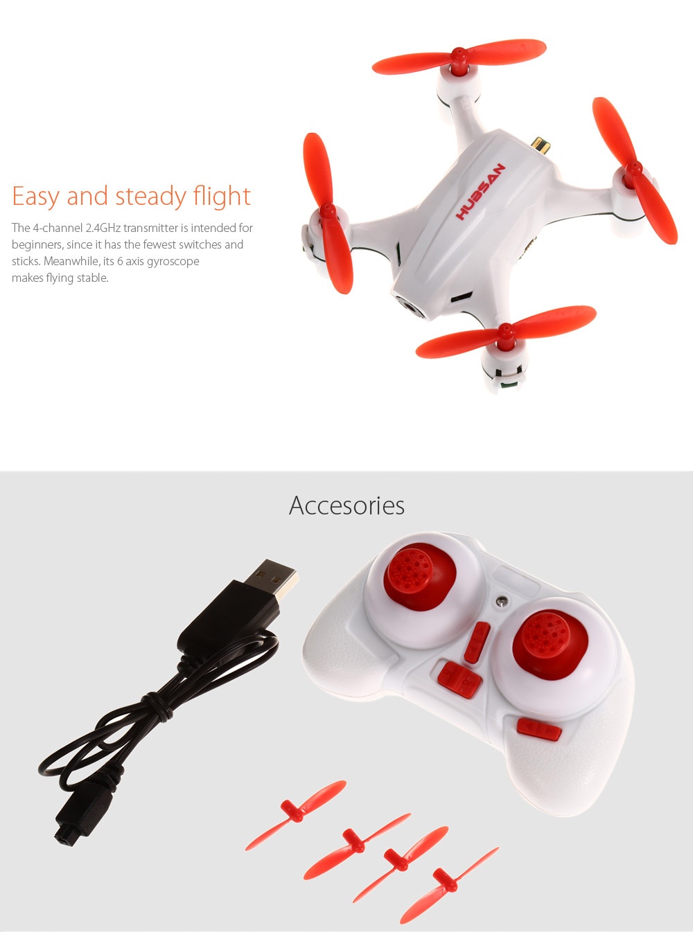 HUBSAN H002 0.3MP 2.4GHz 4CH 6 Axis Gyro Nano Brushed RC Quadcopter with Headless Mode