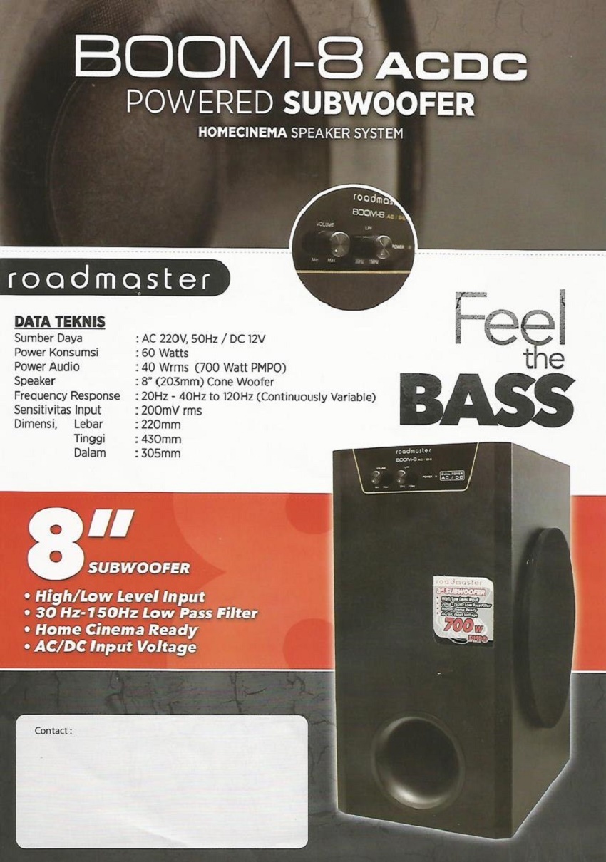 subwoofer roadmaster boom 8