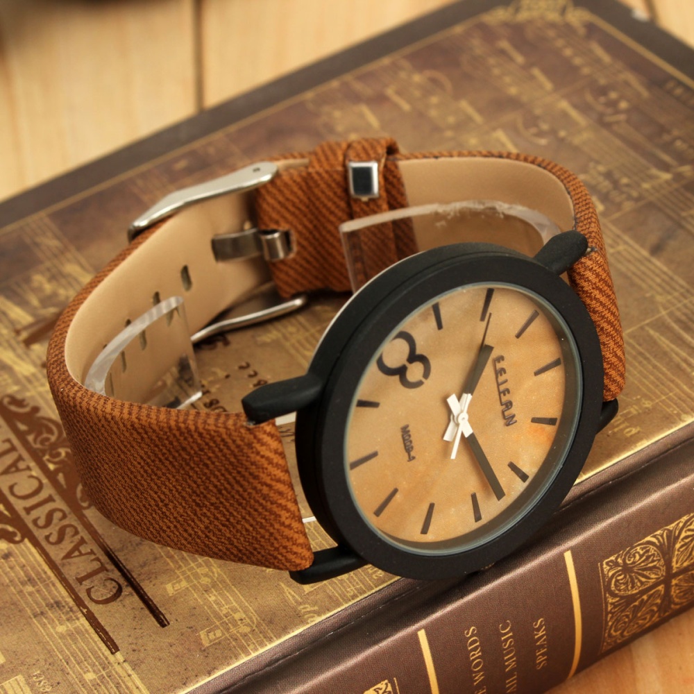 Sambungan kayu antik kuarsa kulit jam tangan kasual 