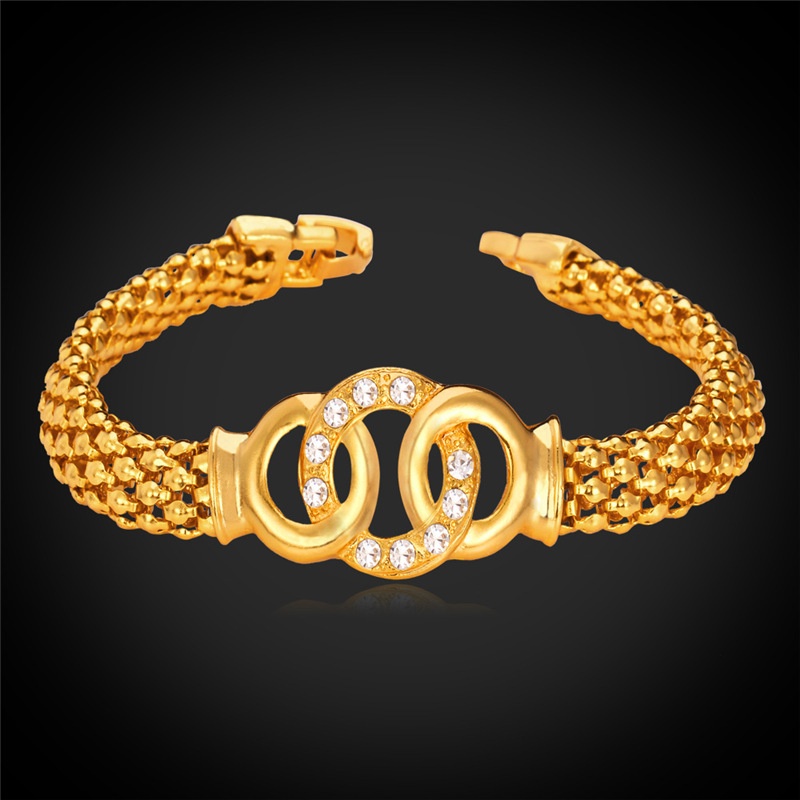 U7 Berlian Buatan Austria 18 KB Emas Berlapis Gelang (Emas 