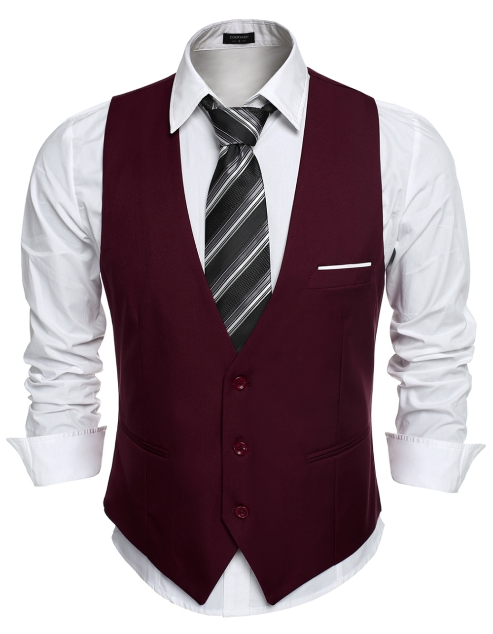 ASTAR Bisnis Pria Slim Fit Skinny Vest Rompi (Hitam)-Size 