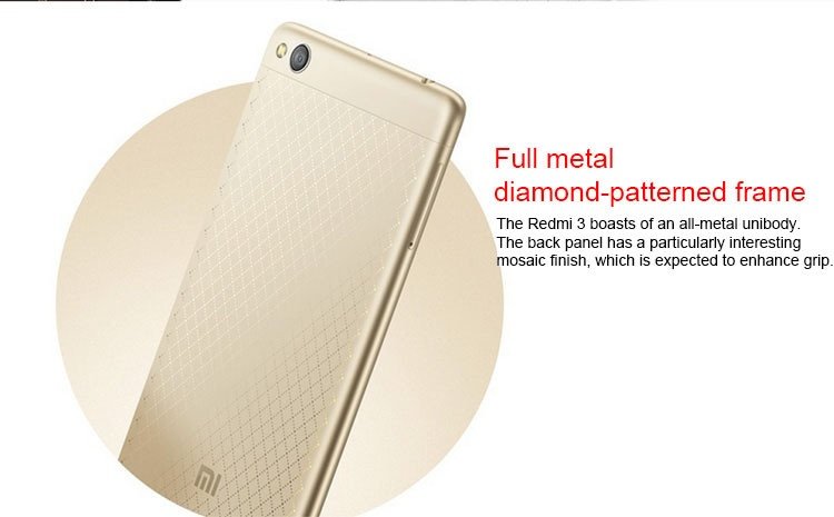 2016 New Xiaomi Phone Xiaomi Redmi 3 ( Hongmi 3 ) Qualcomm Snapdragon 616 Octa Core 1.5GHz Android 5.1 Metal Smart Phone