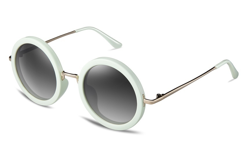 QINA Kacamata Polarized Wanita Putih Bundar Lensa Abu Abu Proteksi UV 400 QN3506