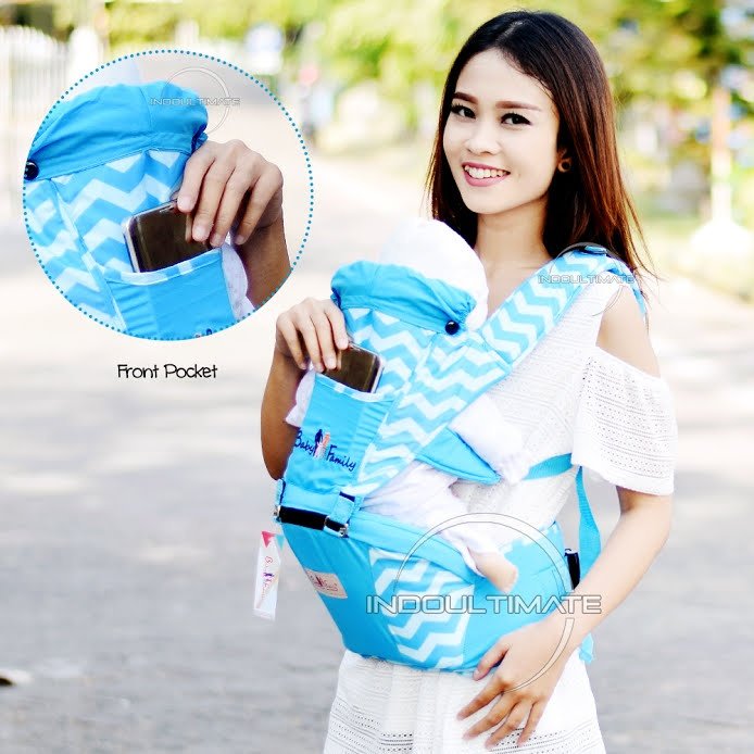LEON GENDONGAN Bayi Kaos selendang Bayi Praktis Polos Ukuran L Biru Benhur.