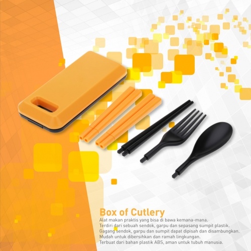 Set Travel Biru Daftar Source A Box Of Cutlery Sendok Garpu Dan Sumpit Orange