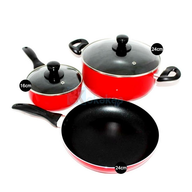 niko panci teflon set lengkap fry sauce caserole pan niko panci teflon set lengkap fry sauce caserole pan