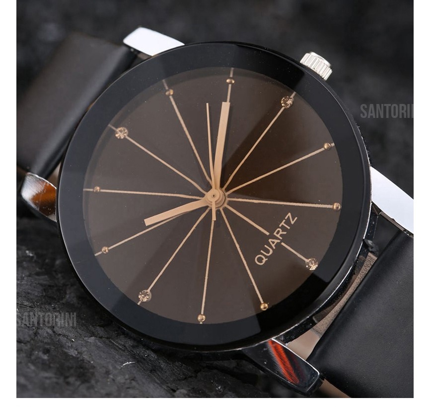 Jam Tangan Quartz 1 Pair Pria dan Wanita Strap Kulit PU 