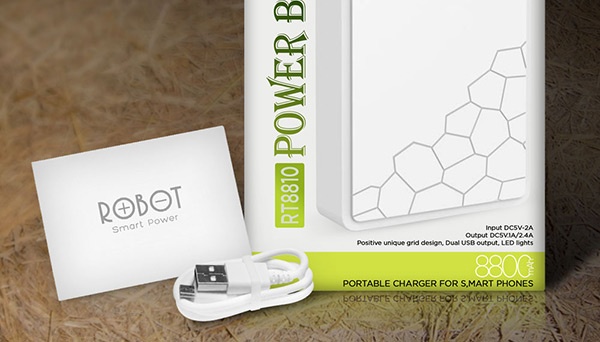jual robot rt8810 dual usb port powerbank putih 8800 jual robot rt8810 dual usb port powerbank putih 8800